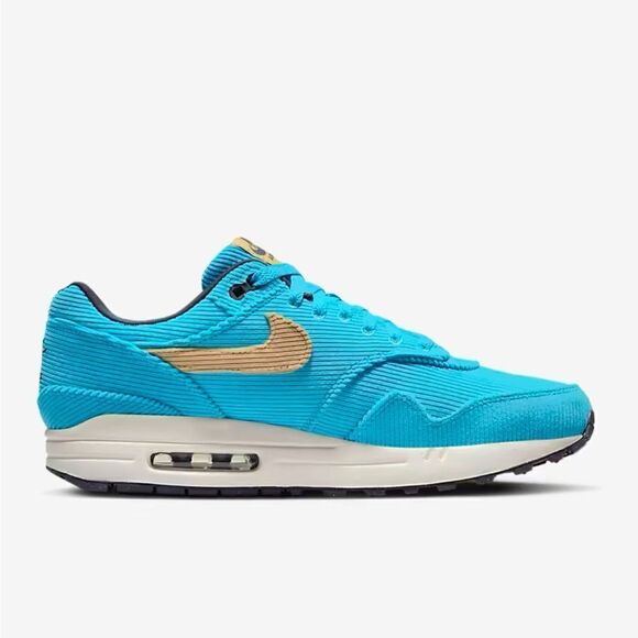 Nike Airmax 1 Premium Corduroy Baltic Blue/Gridiron/Sail/Sesame. Worn once. - Picture 3 of 16